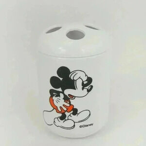 Vintage 90s Disney Retro Mickey Mouse White Black Toothbrush Holder Bathroom